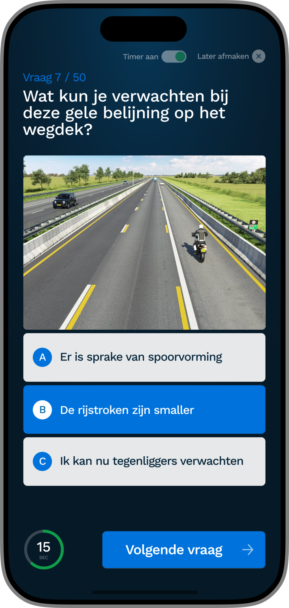 meerkeuze vraag cbr theorie examen motor iphone