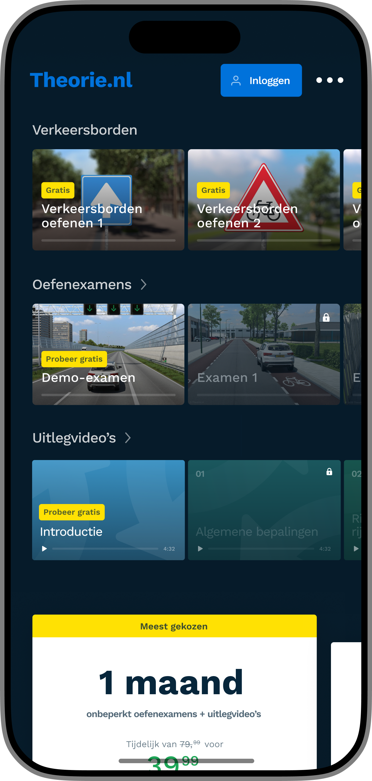 Iphone dashboard demo verkeersborden scroll