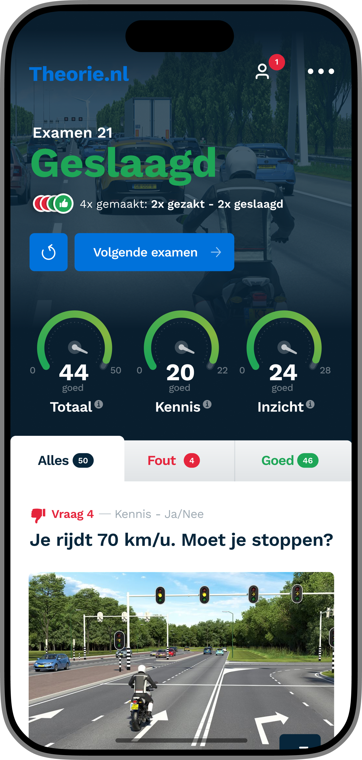 geslaagd motor theorie examen iphone