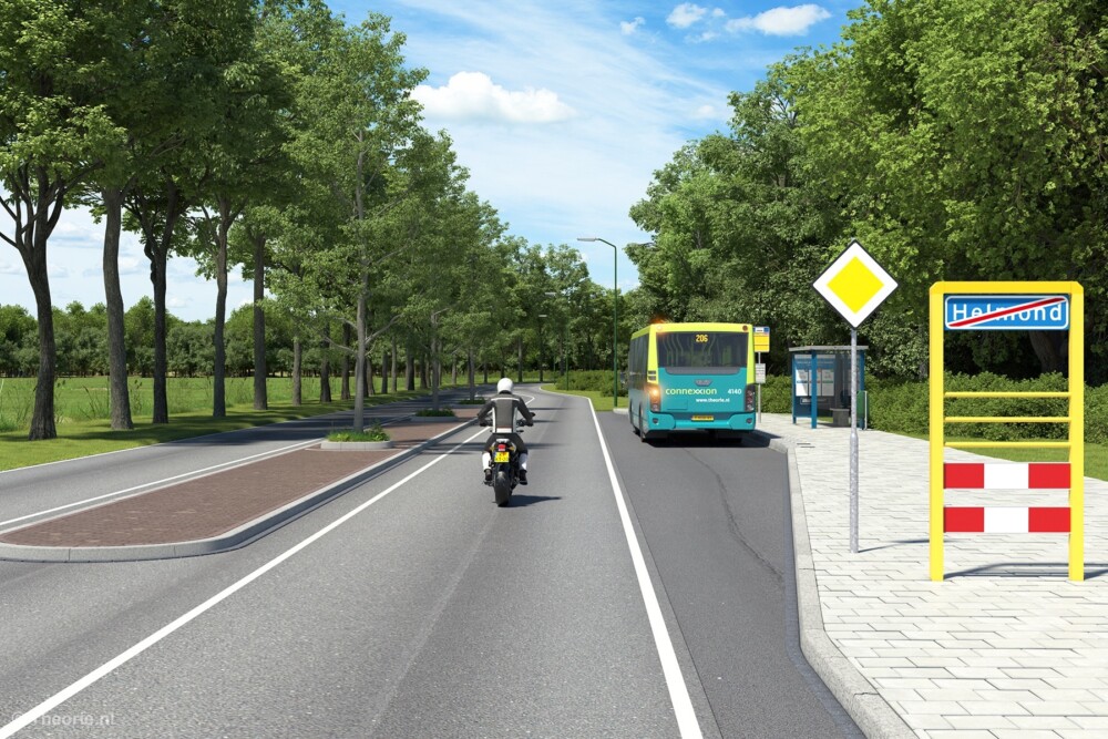 moet je bus voorrang geven met motor buiten bebouwde kom wanneer die richting aangeeft cbr theorie examen